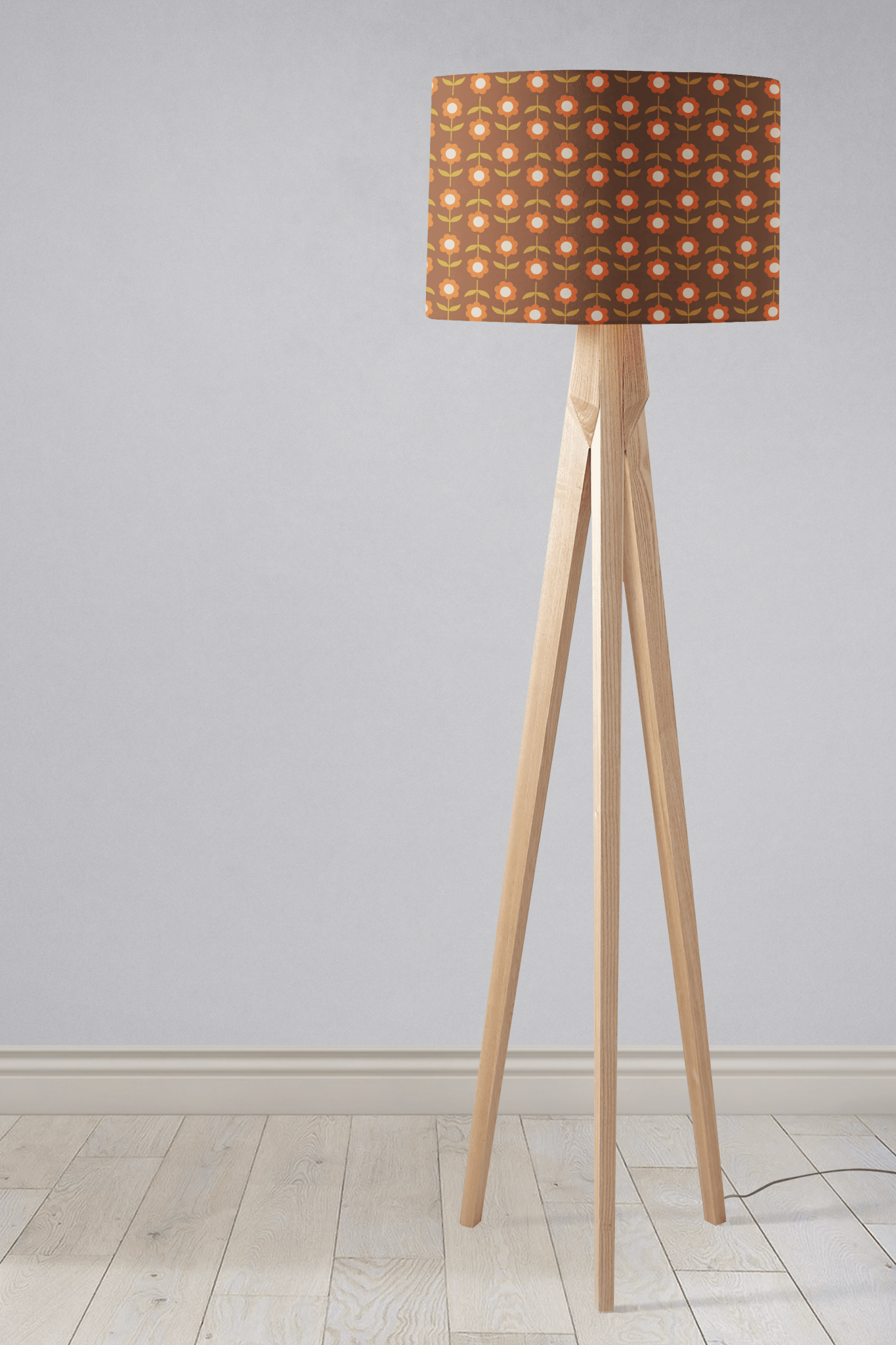 Retro Brown FloralLampshade - Shadow bright