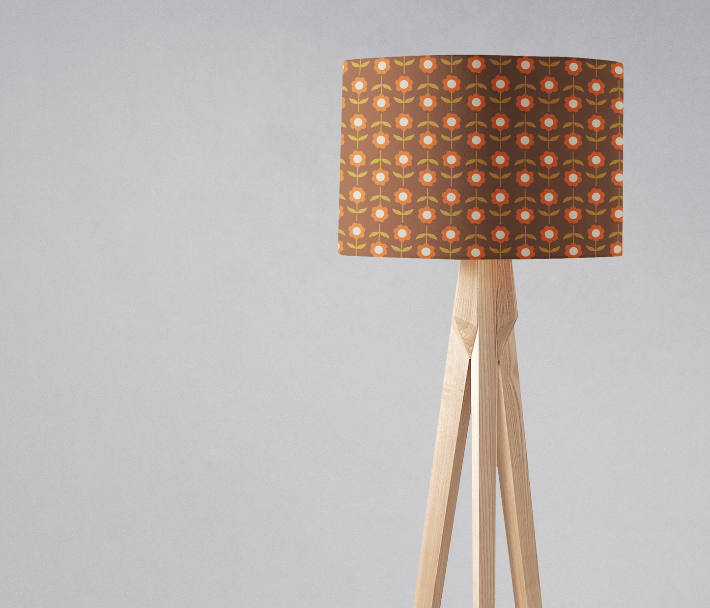 Retro Brown FloralLampshade - Shadow bright