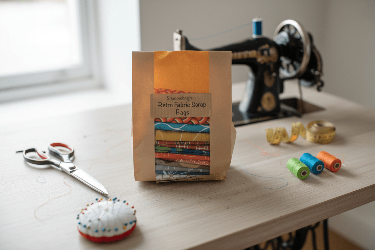 Shadowbright Fabric Scrap Bags – 450g Retro Cotton Drill Offcuts - Shadow bright
