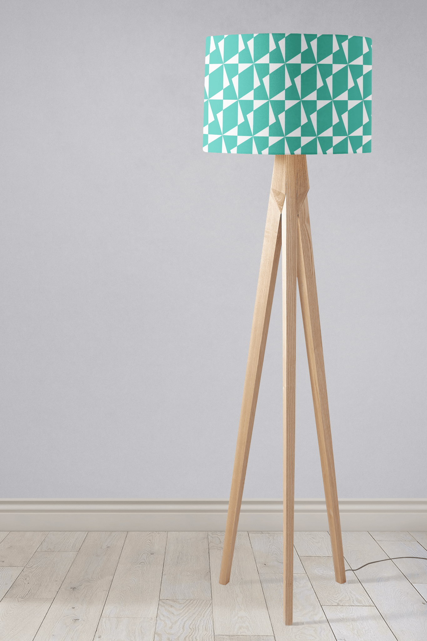 Turquoise and White Retro Geometric Lampshade, Ceiling or Table Lamp Shade - Shadow bright