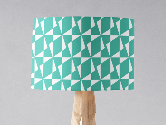 Turquoise and White Retro Geometric Lampshade, Ceiling or Table Lamp Shade - Shadow bright