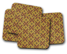 Load image into Gallery viewer, Brown and Green Retro Geometric Placemats, Set of 4 or Set of 6.
