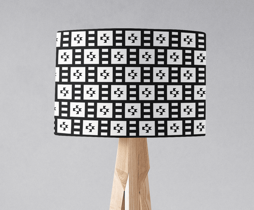 Black and White Geometric Tiles Design Lampshade, Ceiling or Table Lamp Shade - Shadow bright