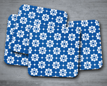 Load image into Gallery viewer, Blue and White Geometric Tiles Design Coaster, Table Decor Drinks Mat - Shadow bright
