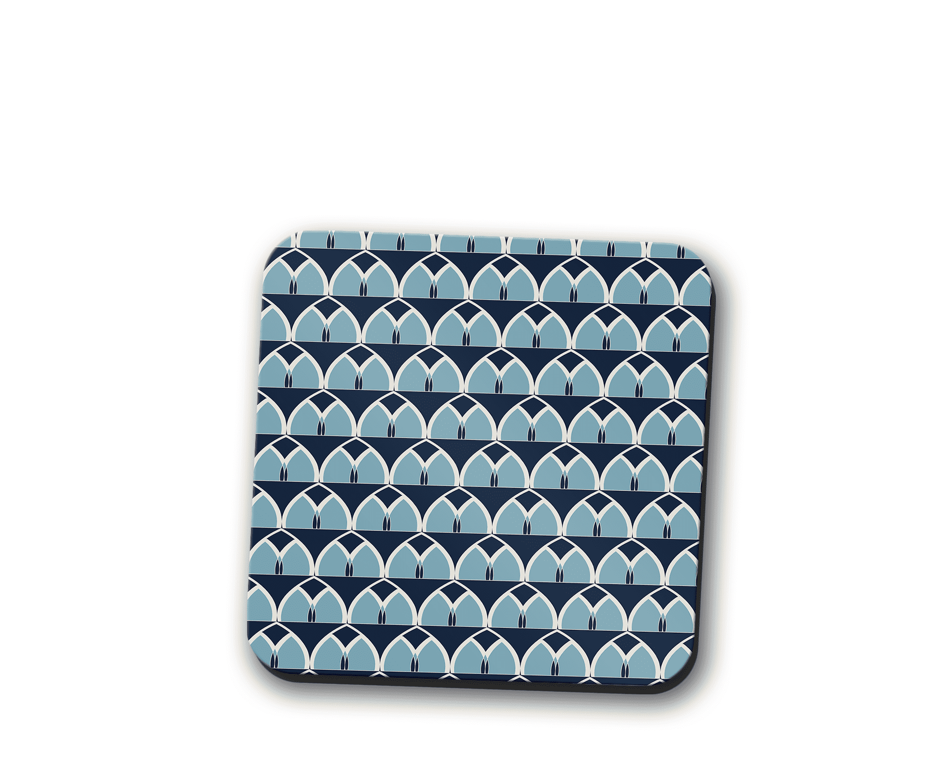 Blue Geometric Arches Design Coaster, Table Decor Drinks Mat - Shadow bright