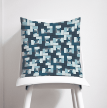 Load image into Gallery viewer, Blue Geometric Bricks Design Cushion, Throw Pillow - Shadow bright
