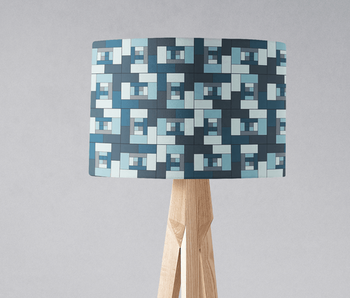 Blue Geometric Bricks Design Lampshade, Ceiling or Table Lamp Shade - Shadow bright