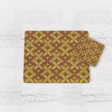 Load image into Gallery viewer, Brown and Green Retro Geometric Placemats, Set of 4 or Set of 6.
