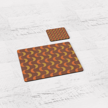 Load image into Gallery viewer, Brown and Orange Retro Geometric Placemats, Set of 4 or Set of 6.
