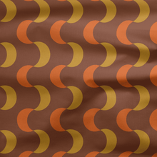 Load image into Gallery viewer, Brown, Orange and Yellow Retro Geometric Cotton Drill Fabric.
