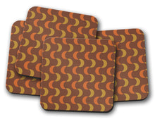 Load image into Gallery viewer, Brown and Orange Retro Geometric Placemats, Set of 4 or Set of 6.
