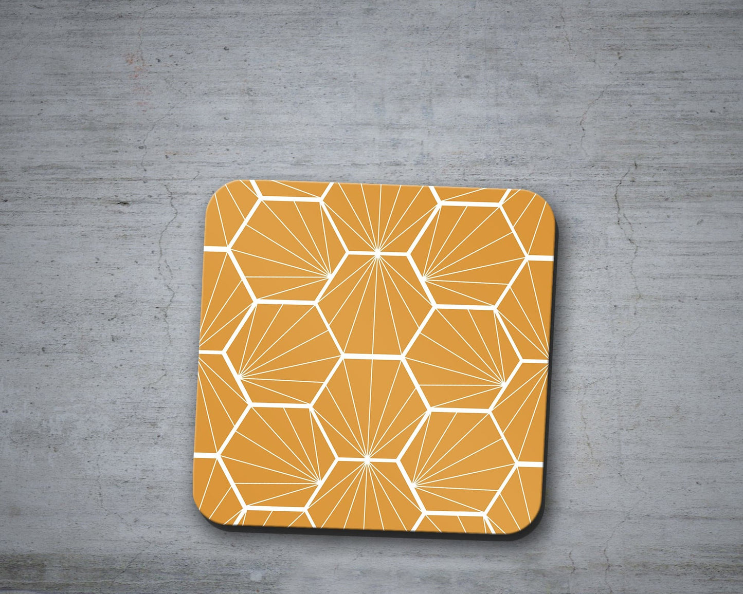 Butter Yellow Geometric Hexagons Placemats, Set of 4 or Set of 6.