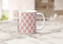Load image into Gallery viewer, Coral and White Geometric Design Mug, Tea or Coffee Cup - Shadow bright
