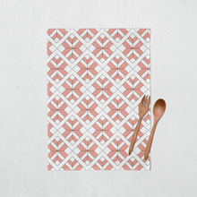 Load image into Gallery viewer, Coral and White Tea Towel with a Geometric Design, Dish Towel, Kitchen Towel - Shadow bright

