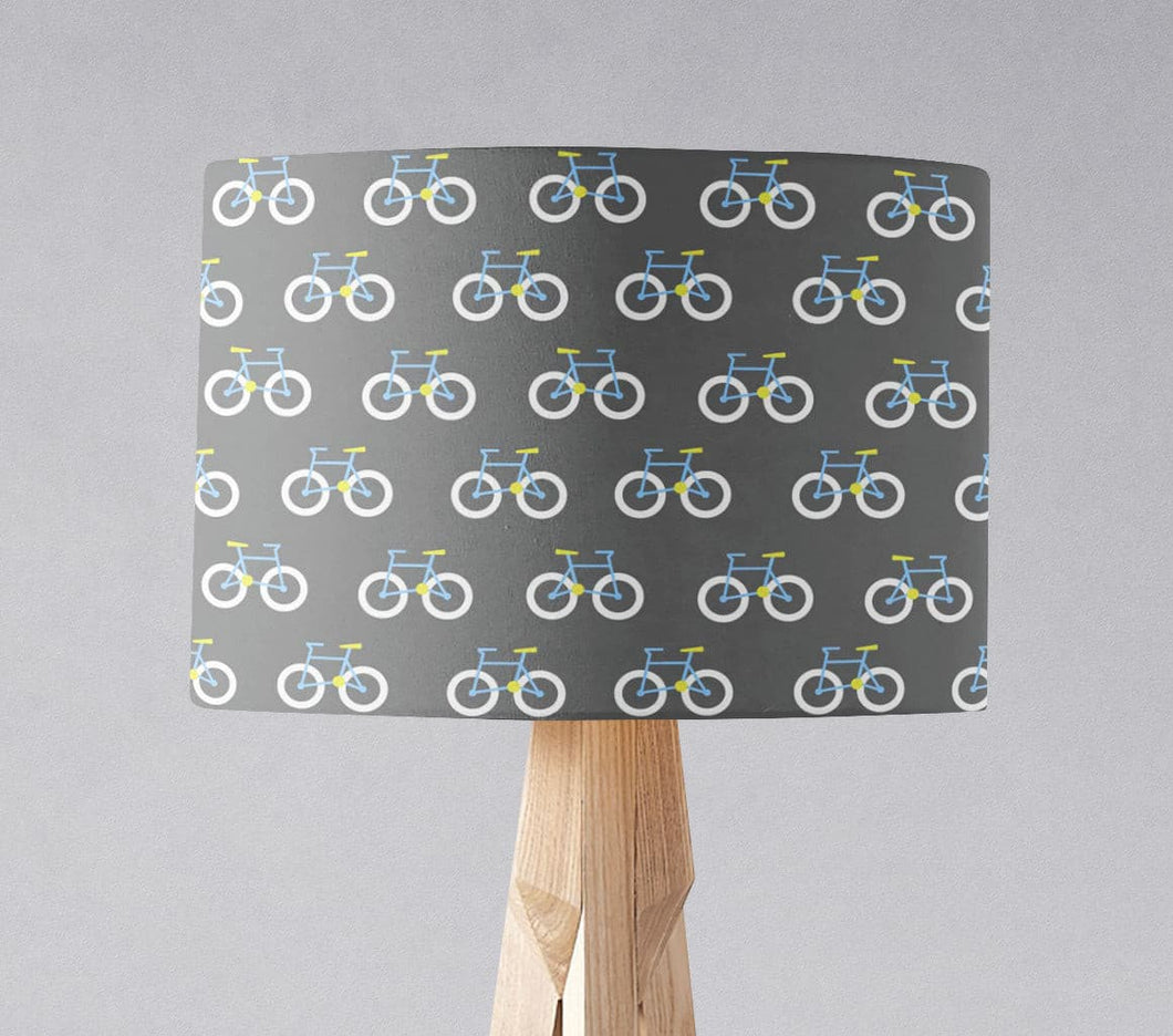Grey Lampshade with a Bicycle Design, Ceiling or Table Lamp Shade.