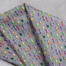Load image into Gallery viewer, Grey Cars Scandinavian Inspired Cotton Drill Fabric.
