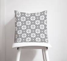 Load image into Gallery viewer, Grey and White Geometric Tiles Design Cushion, Throw Pillow - Shadow bright
