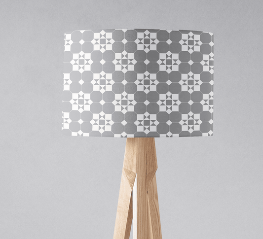 Grey and White Tiles Design Geometric Lampshade - Shadow bright