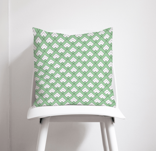 Light Green and White Geometric Tiles Design Cushion, Throw Pillow - Shadow bright