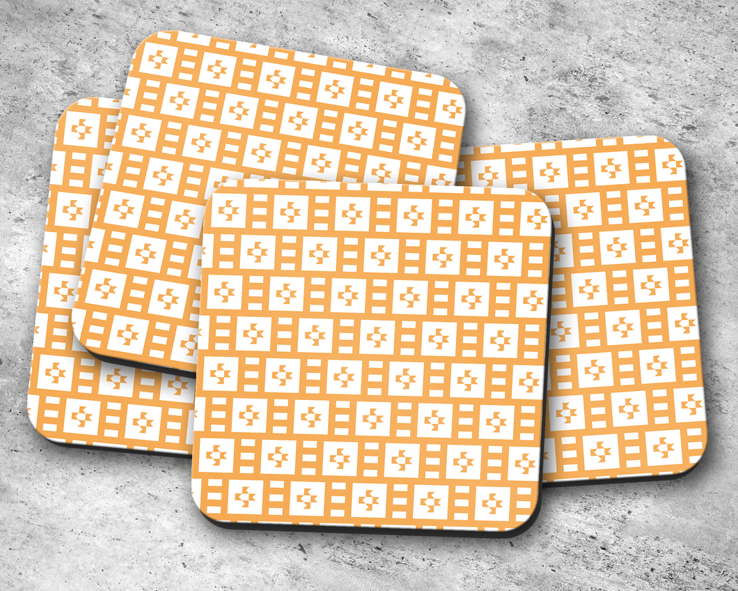 Light Orange and White Geometric Tiles Design Coasters, Table Decor Drinks Mat - Shadow bright