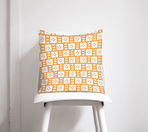 Light Orange and White Geometric Tiles Design Cushion, Throw Pillow - Shadow bright