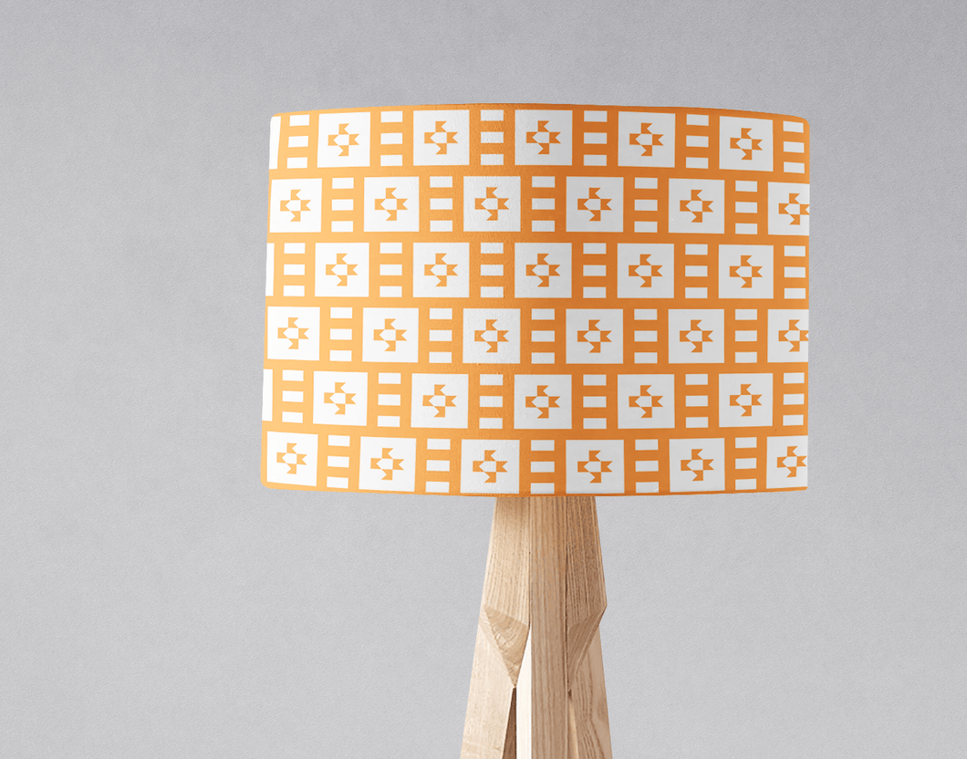 Light Orange and White Geometric Tiles Design Lampshade, Ceiling or Table Lamp Shade - Shadow bright