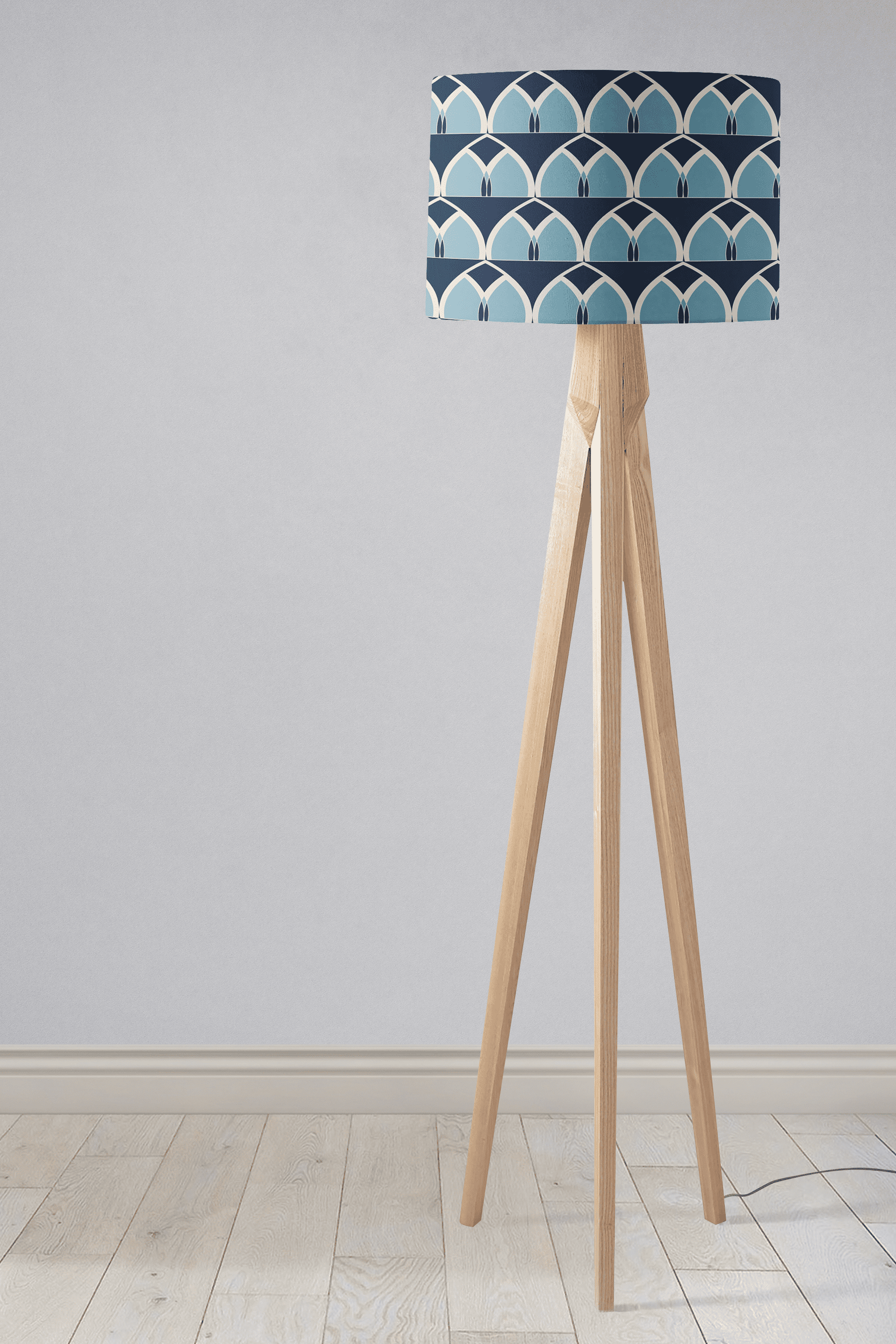 Blue Geometric Arches Design Lampshade, Ceiling or Table Lamp Shade - Shadow bright