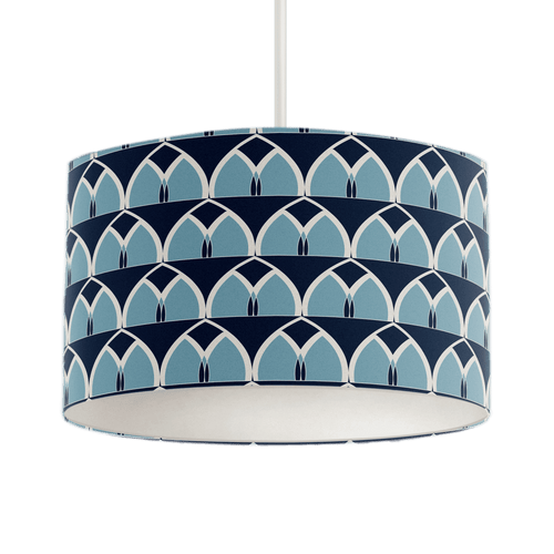Blue Geometric Arches Design Lampshade, Ceiling or Table Lamp Shade - Shadow bright