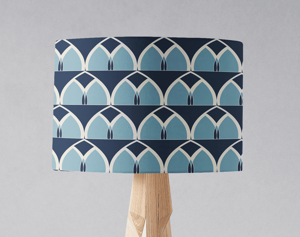 Blue Geometric Arches Design Lampshade, Ceiling or Table Lamp Shade - Shadow bright