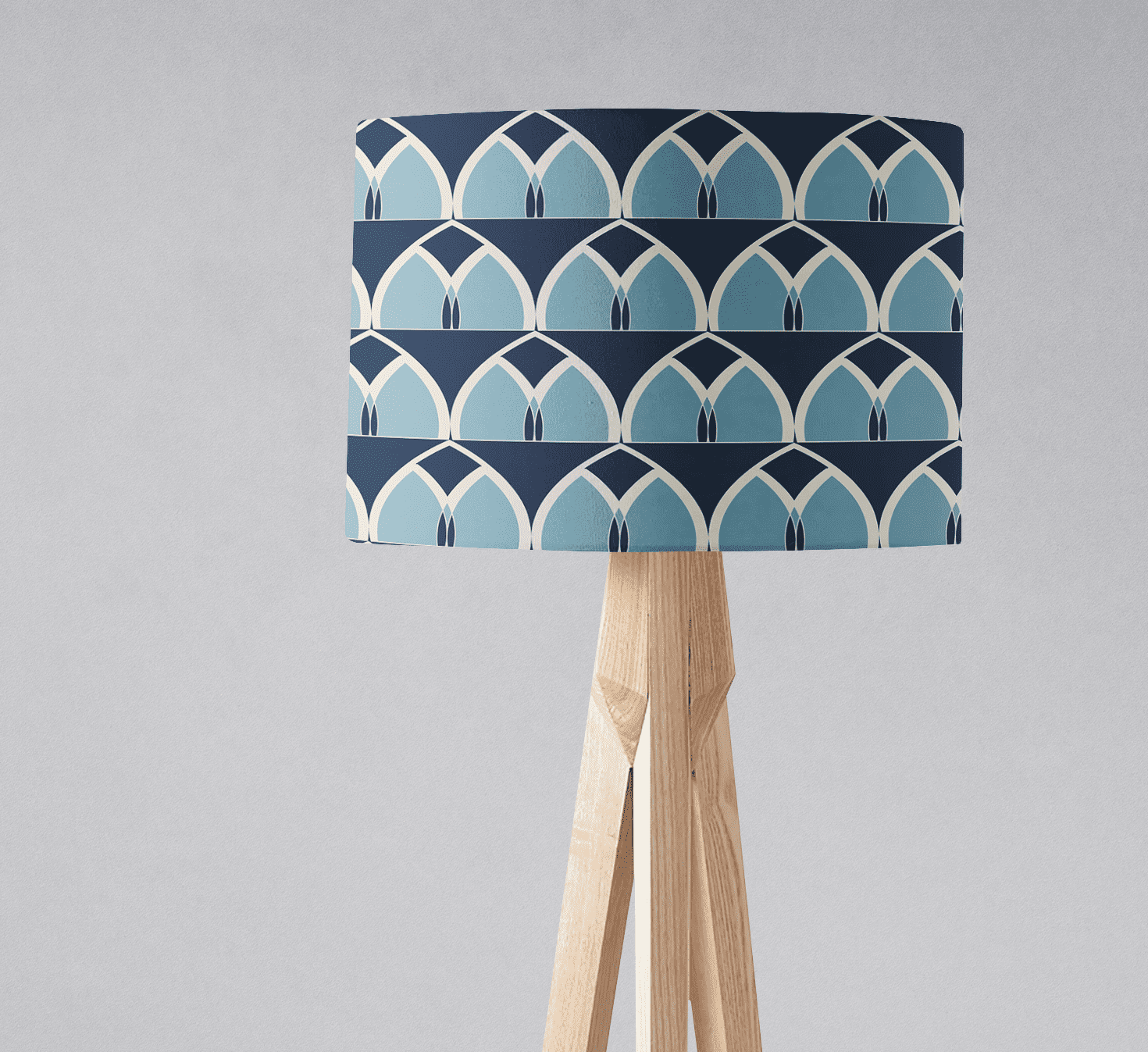 Blue Geometric Arches Design Lampshade, Ceiling or Table Lamp Shade - Shadow bright