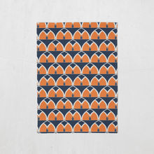 Load image into Gallery viewer, Blue and Orange Tea Towel with a Geometric Arches Design, Dish Towel, Kitchen Towel - Shadow bright
