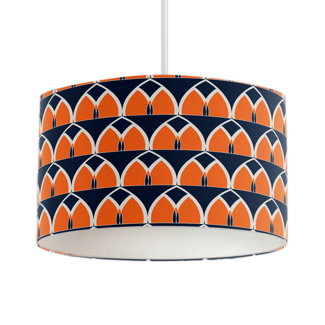 Blue and Orange Geometric Arches  Design Lampshade, Ceiling or Table Lamp Shade - Shadow bright