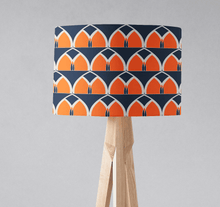Load image into Gallery viewer, Blue and Orange Geometric Arches  Design Lampshade, Ceiling or Table Lamp Shade - Shadow bright
