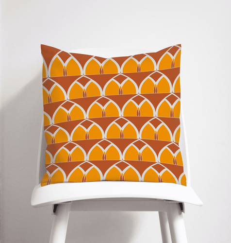 Orange and Yellow Geometric Arches Design Cushion, Throw Pillow - Shadow bright