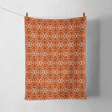 Load image into Gallery viewer, Orange and White Tea Towel with a Geometric Semi-Circle Design, Dish Towel, Kitchen Towel - Shadow bright

