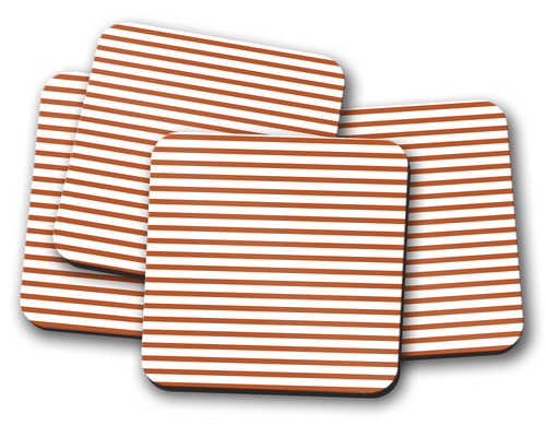 Orange and White Striped Geometric Design Coaster, Table Decor Drinks Mat - Shadow bright