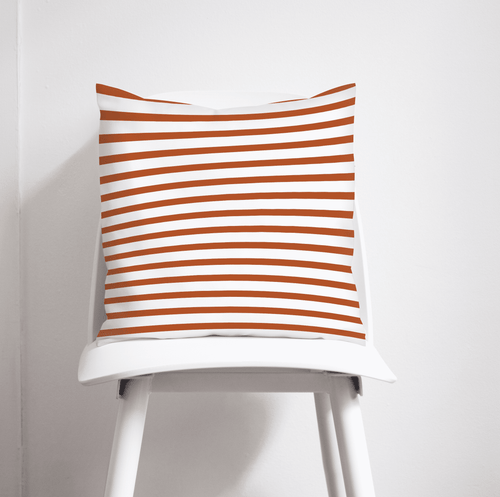 Orange and White Geometric Striped Cushion, Throw Pillow - Shadow bright
