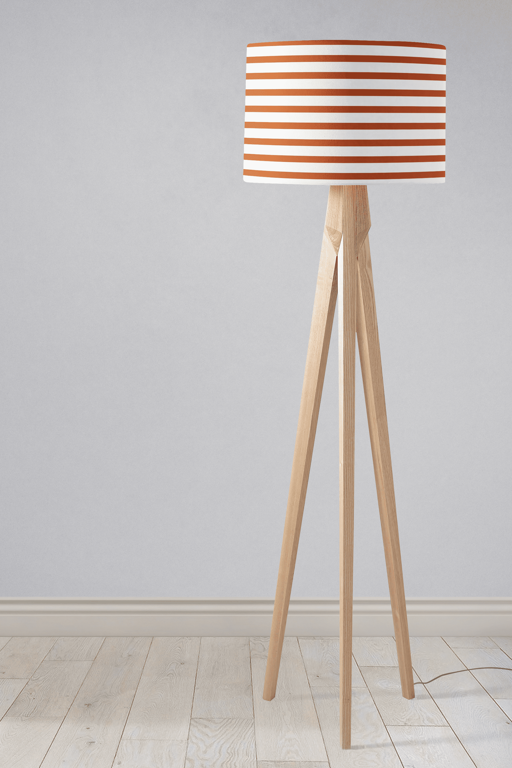 Orange and White Geometric Striped Lampshade, Ceiling or Table Lamp Shade - Shadow bright