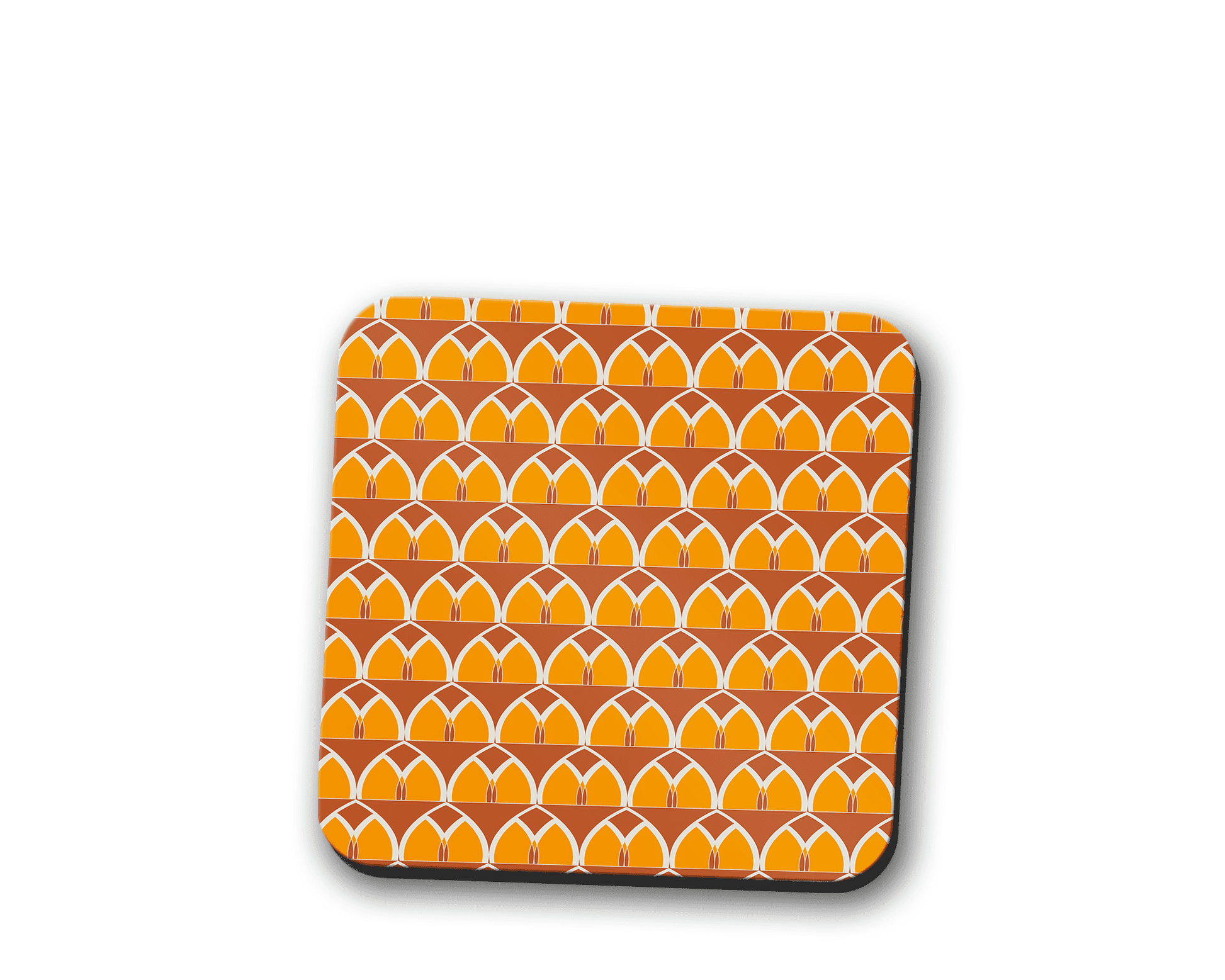 Orange and Yellow Geometric Arches Design Coaster, Table Decor Drinks Mat - Shadow bright