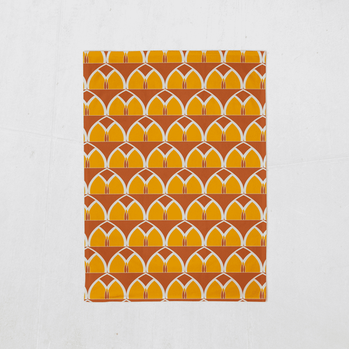 Orange and Yellow Tea Towel with a Geometric Arches Design, Dish Towel, Kitchen Towel - Shadow bright