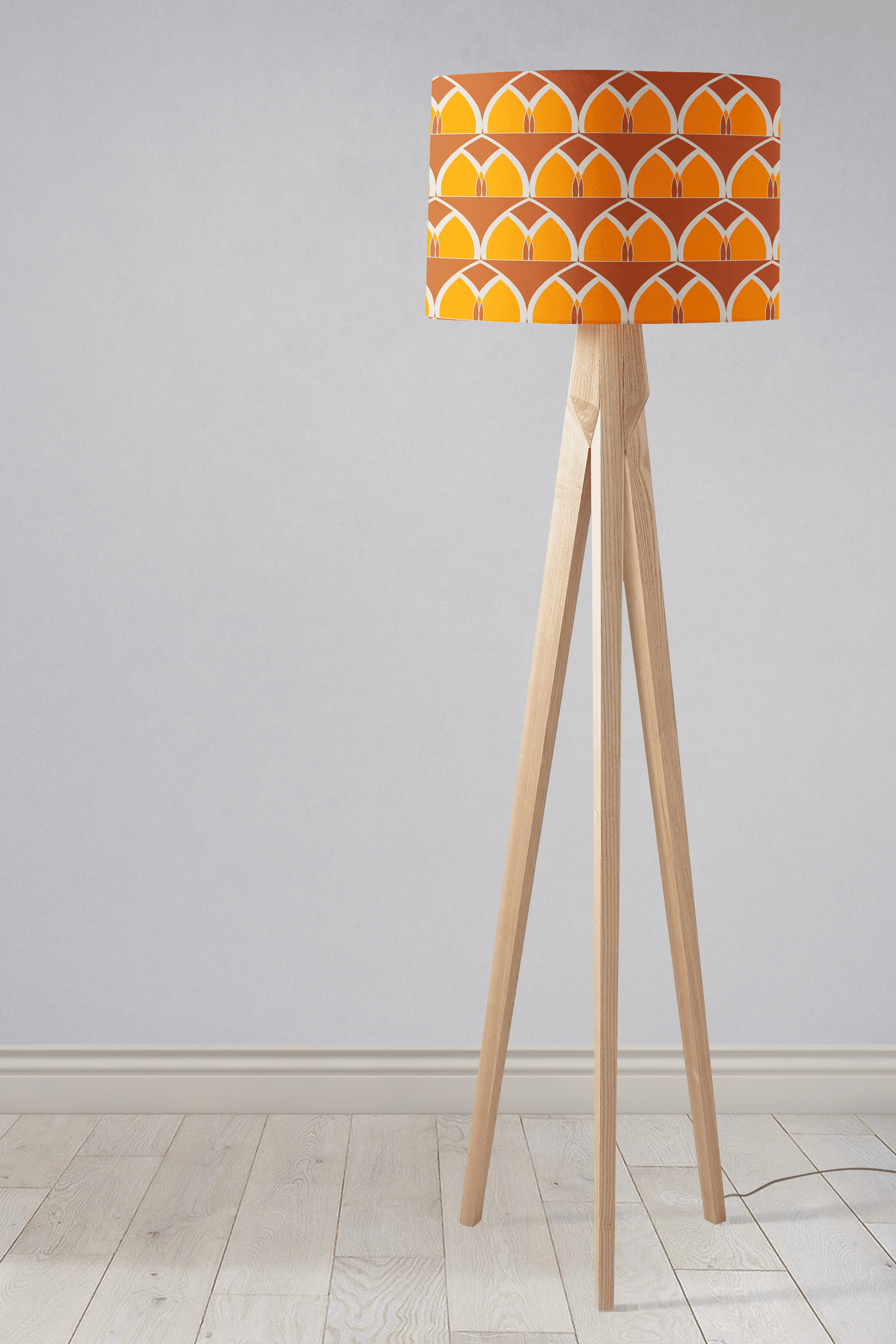 Orange and Yellow Geometric Arches Design Lampshade, Ceiling or Table Lamp Shade - Shadow bright