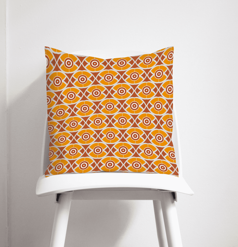 Orange and Yellow Geometric Nuts Design Cushion, Throw Pillow - Shadow bright
