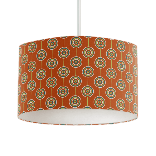 Orange Retro Circles Design Lampshade, Ceiling or Table Lamp Shade - Shadow bright