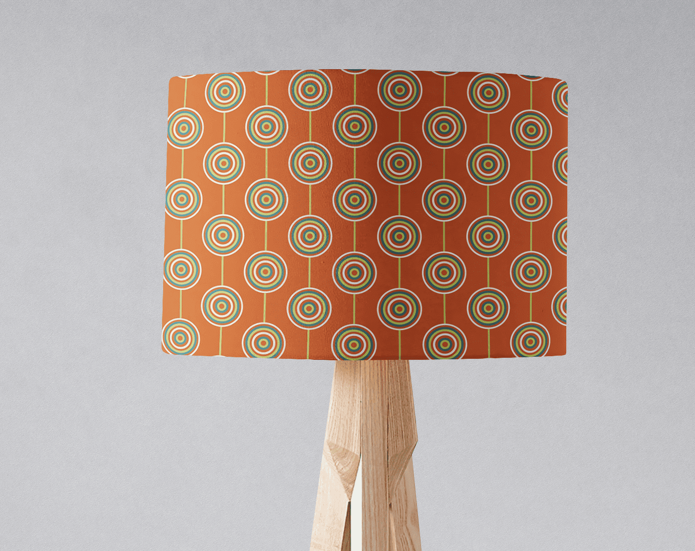 Orange Retro Circles Design Lampshade, Ceiling or Table Lamp Shade - Shadow bright