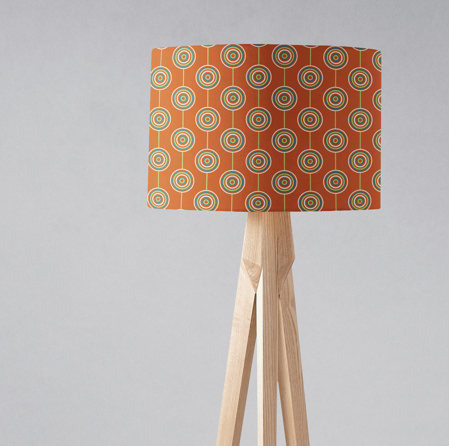 Orange Retro Circles Design Lampshade, Ceiling or Table Lamp Shade - Shadow bright