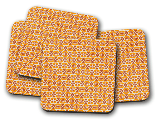 Orange and Yellow Geometric Nuts Design Coaster, Table Decor Drinks Mat - Shadow bright
