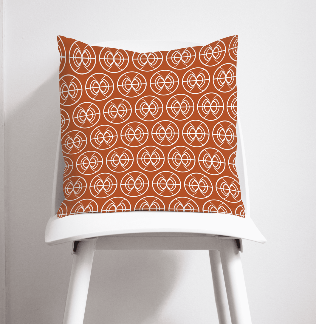 Orange and White Geometric Semi-Circle Design Cushion, Throw Pillow - Shadow bright