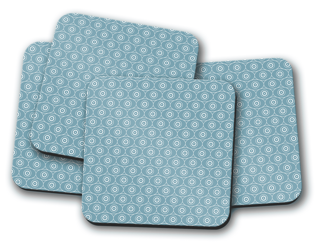 Blue and White Geometric Design Coasters, Table Decor Drinks Mat - Shadow bright