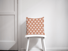 Load image into Gallery viewer, Rust and White Geometric Tiles Design Cushion, Throw Pillow - Shadow bright

