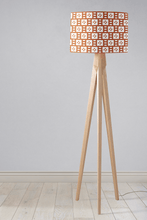 Load image into Gallery viewer, Rust and White Geometric Tiles Design Lampshade, Ceiling or Table Lamp Shade - Shadow bright

